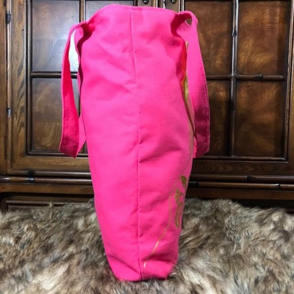 Hot Pink Metallic Gal Pal Canvas Tote & Stripe Faux Leather Pouch - Picture 8 of 14